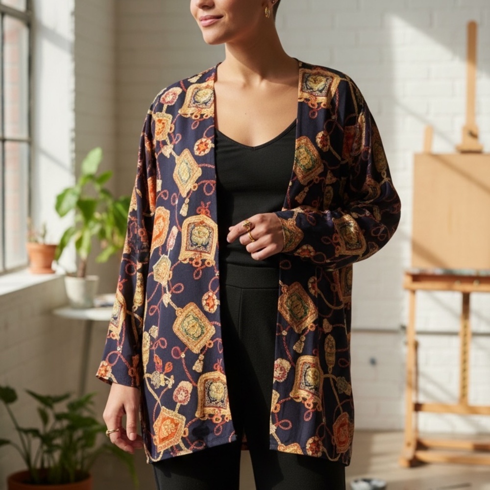 Vintage Ultra Dress New York Nautical Tunic Blazer Black Multi. SIZE 24W